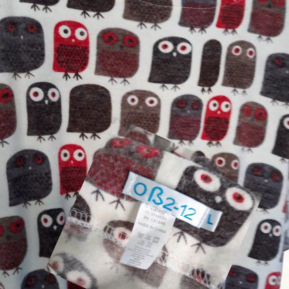 OWL boho dress or top • Large Jrs cream & brown bird OB2-12 - Picture 5 of 5